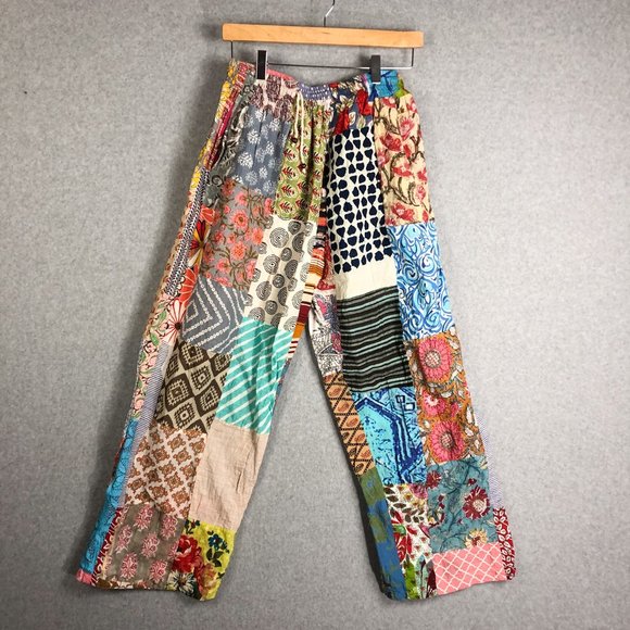 Jack Pot New York Patch Cotton Wide Leg Pants Size Small - Picture 1 of 6